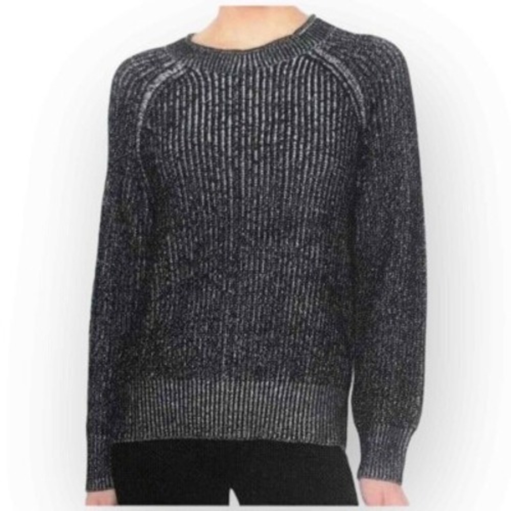 ELLEN TRACY Marled Knit Raglan Sweater Women's Medium Black Preppy‎ Whimsigoth